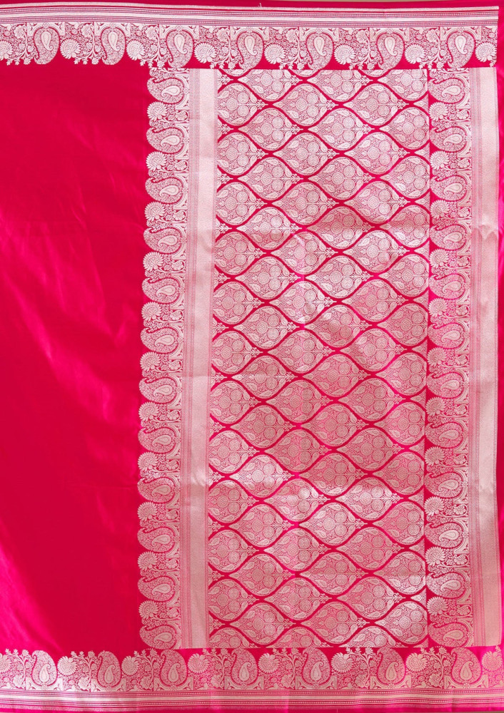 Rani Pink Zariwork (Gold) Banarasi Silk Saree